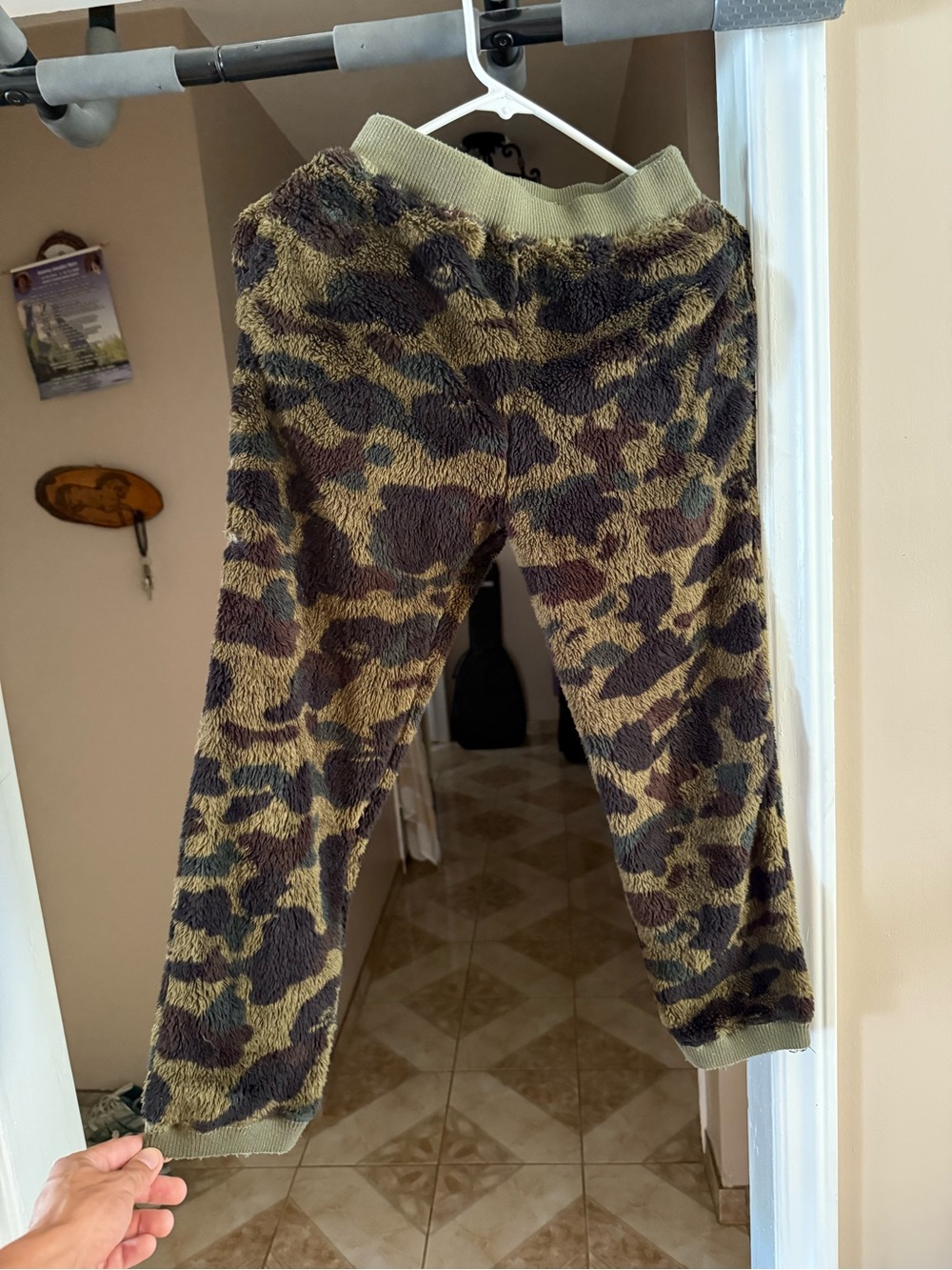 A Bathing Ape 140 Kids Camo Fleece Joggers Olive Sweatpants Excellent Condition